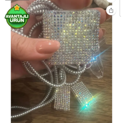 Özel üretim gri parlak taşlı iPhone 18w/20w uyumlu şarj aleti kılıfı