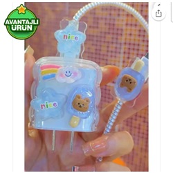 Özel üretim bebe mavisi iPhone 18w/20w uyumlu şarj aleti kılıfı