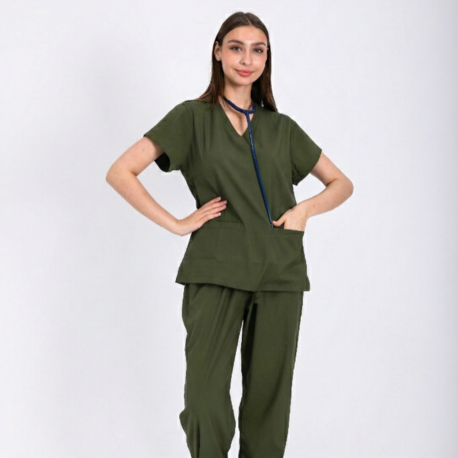 Classic Comfort Serisi Kadın Uniforma - Zeytin Yeşili