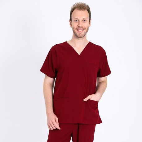 Classic Comfort Serisi Erkek Scrubs - Bordo