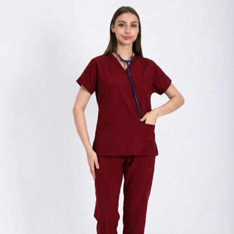 Classic Comfort Serisi Kadın Uniforma - Bordo