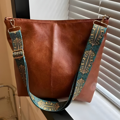 Taba Kadın Lüks Omuz Çantası Desenli Askılı Fermuarlı