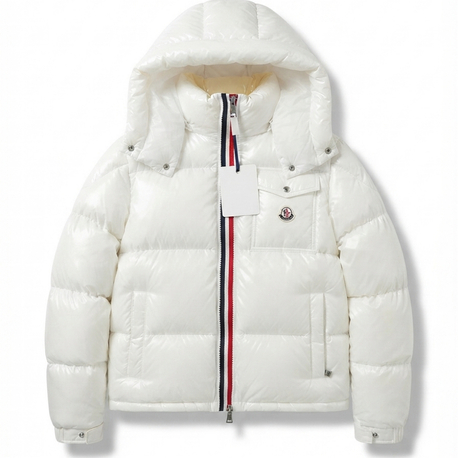Şeritli moncler beyaz