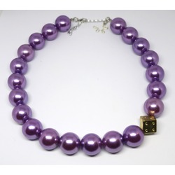 CHUNKY DICE PURPLE PEARL NECKLACE