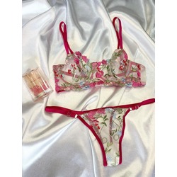Pink Flower Bralet Takım