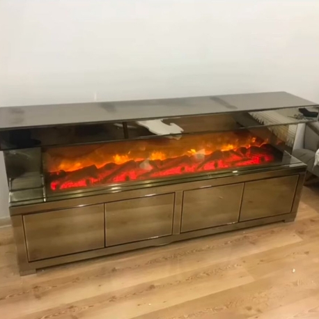 aynalı akvaryum dolaplı şömine