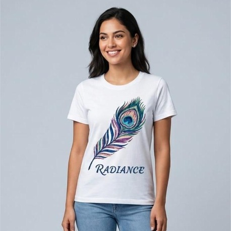 Oversize Tişört - "Radience" Tavus Kuşu Tasarım - %100 Pamuk