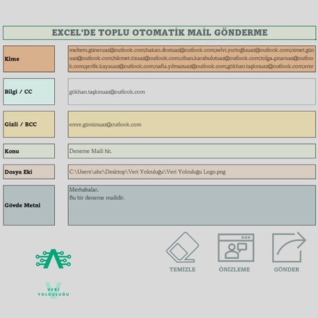 Excel'de Toplu ve Kişiye Özel Mail Gönderme Şablonu