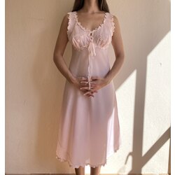 Vintage Pembe Pamuk Gecelik Takımı