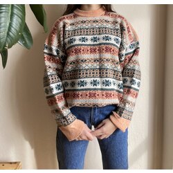 Vintage Çok Renkli Oversize Yün Kazak