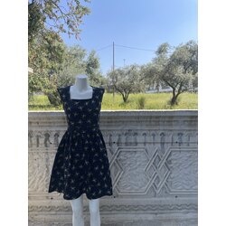 Vintage Floral Midi Elbise - S/M