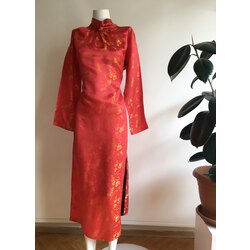 Siyah Şeritli Uzun Cheongsam