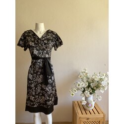 Vintage Saten Midi Elbise