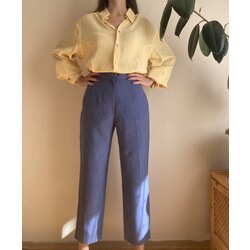 Vintage Yüksek Bel Mavi Kumaş Pantolon