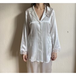Beyaz İpek Saten Pijama Takımı