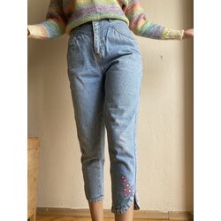Vintage Çiçekli İşlemeli Pantolon