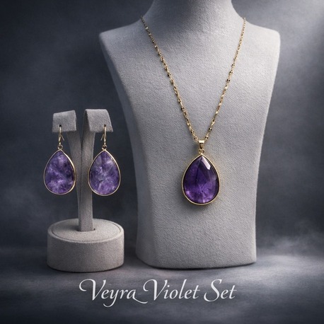 Veyra Violet  Ametist Doğal Taşlı Set 