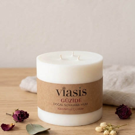 GÜZİDE – Seçkin ve Sıcak | Aromaterapik Baton Mum 10 cm çap 750 gr