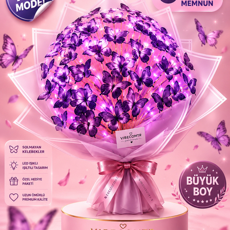 Büyük boy kelebek buketi lila