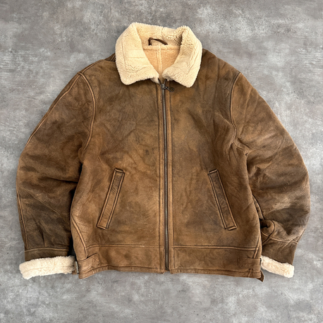 Amerikan Vintage Orijinal Kürklü Deri Ceket (L)
