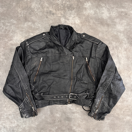Amerikan Vintage Biker Orijinal Deri Ceket (XL)