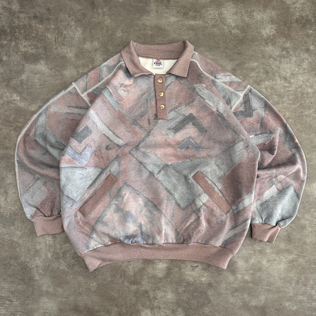Vintage Oldschool Desenli Oversize Sweat (L)