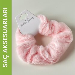 Peluş Lastikli Toka Bebek Pembe