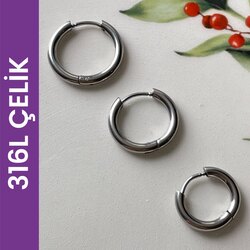 3’lü Çelik Halka Küpe Silver