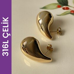 Bottega Çelik Küpe Gold Büyük Boy