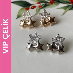 Özel Seri Çelik Yıldız Küpe