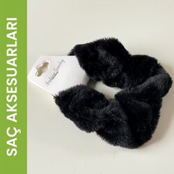 Peluş Lastikli Toka Siyah