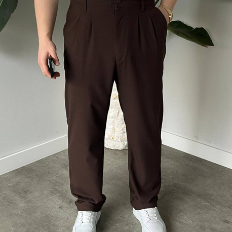 BAGGY PİLELİ PANTOLON-KAHVERENGİ 