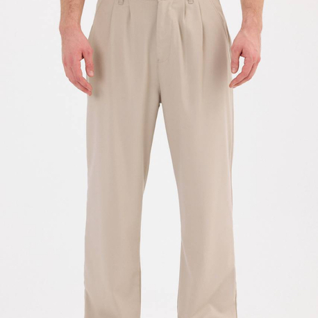BAGGY PİLELİ PANTOLON-BEJ