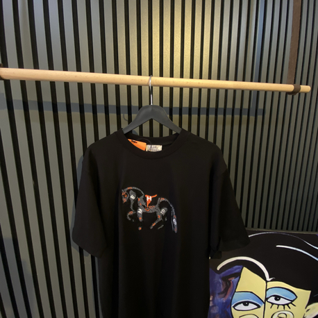 HERMES-AT FİGÜR NAKIŞLI-SİYAH