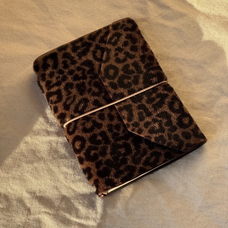 A6 Trifold Leopard-Printed Goat Leather Journal