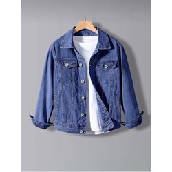 Erkek Slim Fit Denim Kot Ceket Koyu Mavi
