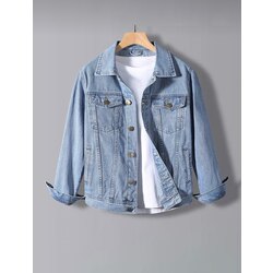 Erkek Slim Fit Denim Kot Ceket Açık Mavi