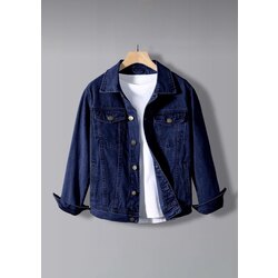 Erkek Slim Fit Denim Kot Ceket Koyu Mavi