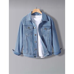 Erkek Slim Fit Denim Kot Ceket Mavi