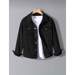 Erkek Slim Fit Denim Kot Ceket siyah