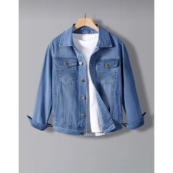 Erkek Slim Fit Denim Ceket Mavi 