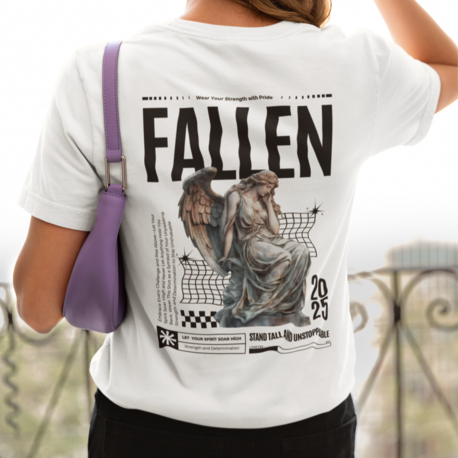 Fallen Unisex Tişört, Yumuşak Pamuklu Tişört, 0 Yaka Yazlık Tişört, Klasik Günlük Üst