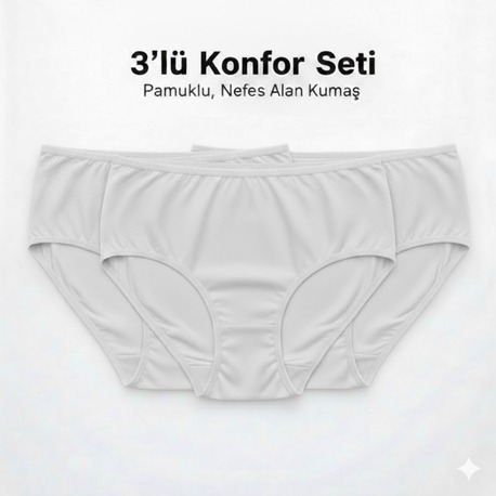 WOAN Pamuklu 3’lü Bayan Külot Seti – Nefes Alan Kumaş – M L XL XXL