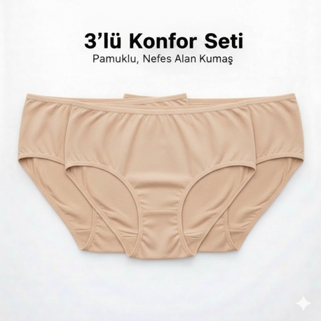 WOAN Pamuklu 3’lü Bayan Külot Seti – Nefes Alan Kumaş – M L XL XXL