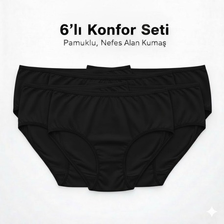 WOAN Pamuklu 6’lı Bayan Külot Seti – Nefes Alan Kumaş – M L XL XXL