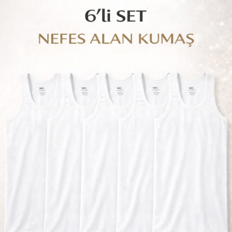 Woan Comfort 6'lı Set - Doğal Terletmeyen Yumuşak Dokulu Günlük Erkek Atlet