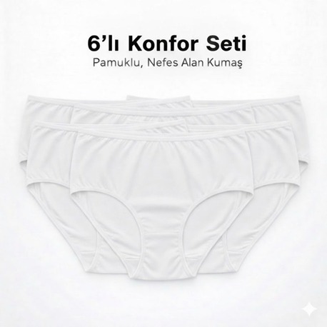 WOAN Pamuklu 6’lı Bayan Külot Seti – Nefes Alan Kumaş – M L XL XXL