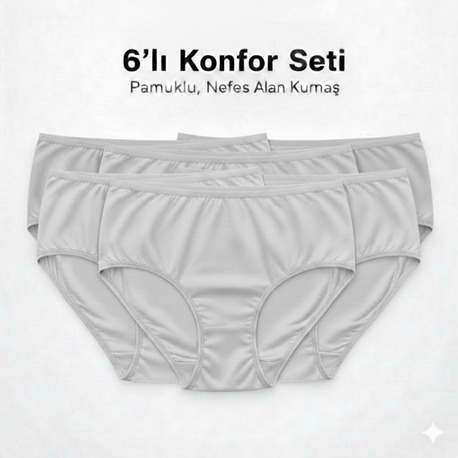 WOAN Pamuklu 6’lı Bayan Külot Seti – Nefes Alan Kumaş – M L XL XXL