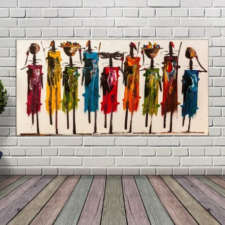 Masai People Canvas Art, Abstract Boho Wall Decor