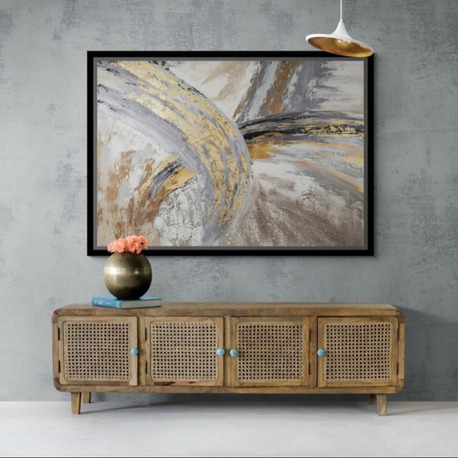 Gold Marble Abstract Canvas Art, Modern Gray Wall Decor